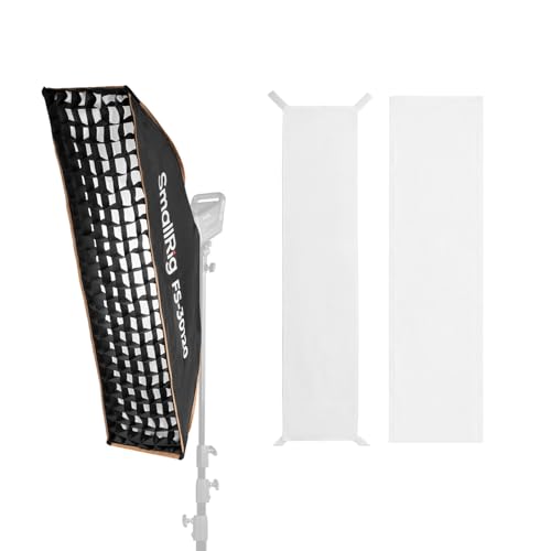 SMALLRIG 12'' x 47'' FS-30120 Softbox Bowens à Dégagement Rapide avec Diffuseur/Grille Nid d'abeille/Sac, Compatible avec SmallRig RC 220 Pro, pour COB à Monture Bowens, pour Godox pour Neewer -5370