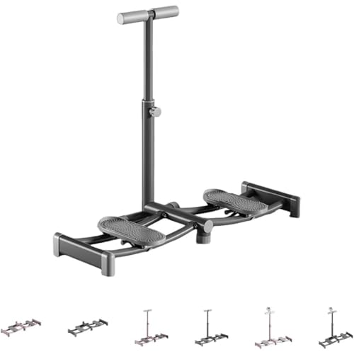 KQQKスポーツギア折りたたみ式スキーエクササイズスキーシミュレーターレッグフィクスチャ骨盤底筋トレ太もも美脚レッグスリマー (アームレストモデルアップアームレスト(昇降可能、3段階調節可能),グレー)