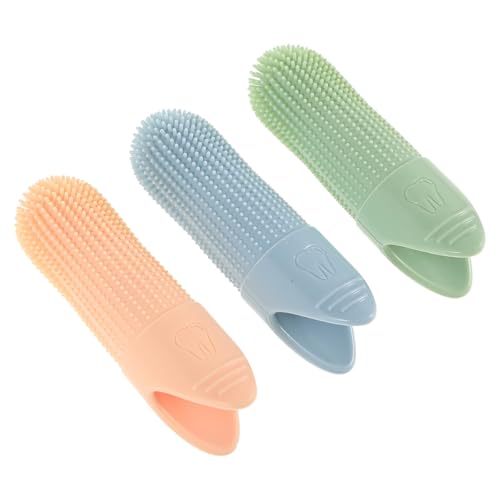Gadpiparty Cepillo de Dientes de Dedo para Mascotas de Silicona, 3 Unidades en Azul, Verde y Beige, para Perros Pequeños y Gatos, Limpiador Dental Fácil de Usar para Higiene Bucal Diaria