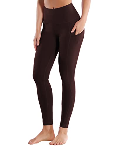 BUBBLELIME 25"/26"/27"/28" High Waist Yoga Pants Women Workout Pants - Cross Pockets Pants_MAHOGANYMAROON Large-28 Inseam
