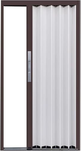 Puerta corredera Plegable de 180-60 cm de Ancho para Puerta de Entrada, Dormitorio, balcón o baño (marrón, 136 x 203 cm)