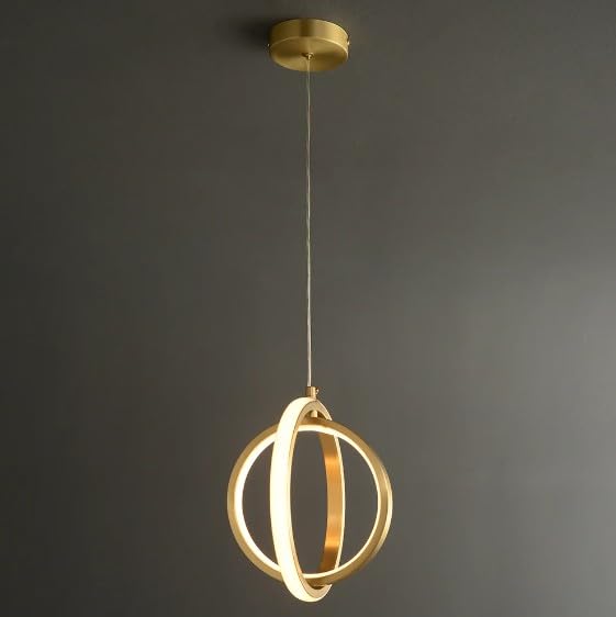 Image of Modern LED Ring Pendant Hanging Light with 3 Color Changing (White /Warm /Natural White) - Adjustable Hanging Ceiling Light for Bedroom, Living Room & Dining Etc