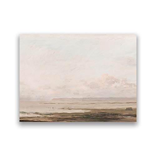 Poster plage rose pour salon : décoration murale océan vintage et cadre marin 40x80