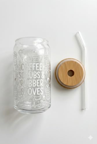 Funny Nurse Gifts for Women, 16oz Glass Tumbler with Bamboo Lid for RN LPN — view 2