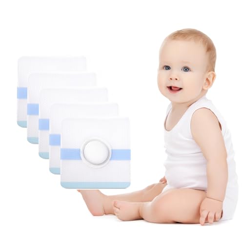 Baby Belly Navel Patches(5 Pieces),Belly Button Shaper with Waterproof Cotton Pads,Infant Essentials Must Haves,Baby Belly Button wrap 8×8cm