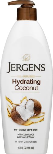 Image of Jergens Hydrating Coconut Body Lotion,Hand and Body Moisturizer,Infused with Coconut Oil,Hydrates Dry Skin Instantly,Dermatologist Tested,16.8 oz,(Pack of 2)
