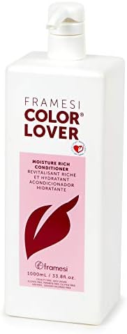 Framesi Color Lover Moisture Rich Conditioner, 33.8 fl oz, Sulfate Free Shampoo with Coconut Oil and Quinoa, Color Treated Hair