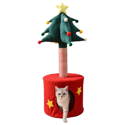 Kezvmhy クリスマスキャットツリー - 屋内用 猫 ハウス おもちゃ,やわらかい子猫ベッド爪とぎポスト ペットホーム誕生日ハロウィン屋内屋外用 プレゼントに最適