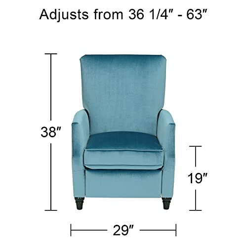 Studio 55D Katy Turquoise Recliner Chair Modern Armchair Comfortable Push Back Manual Reclining Footrest Adjustable Upholstered For Bedroom Living Room Reading Home Relax Office Napping #TOP1