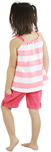 Image of ToBeInStyle Girl's Two Piece Summer Set Cute Tee Top and Matching Shorts Adorable Outfit