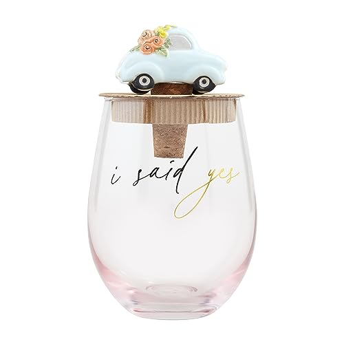 Mud Pie Engaged Wine Glass Set, Said Yes; 16 Oz