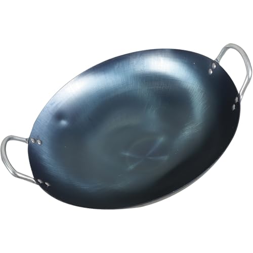 Wok de hierro PRETYZOOM 32 cm con tapa antiadherente miniatura 1