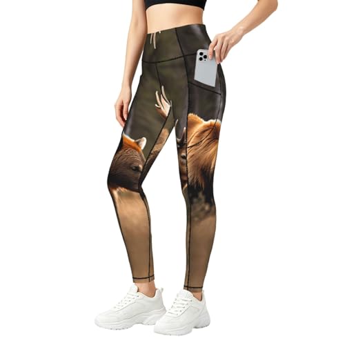 Leggings de oso y elk para gimnasio y fitness diario de mujer