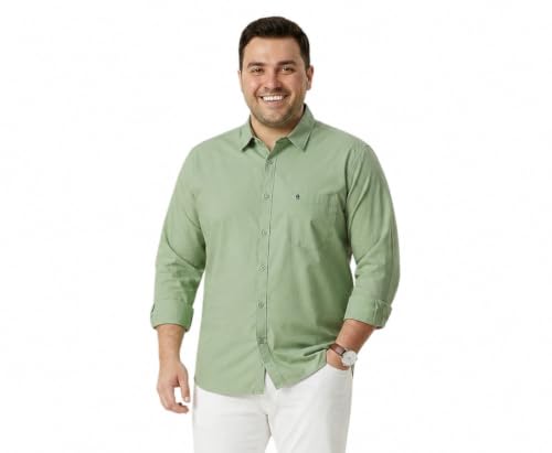 Image of Thomas Scott Men's Plus Size Cotton Casual Shirt | Regular Fit | Long Sleeves | Spread Collar | Solid | Soft & Breathable | Everyday Comfort Shirt for Men