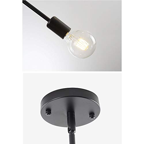 Lámpara de araña LED Sputnik negra de 6 luces para techo de comedor 7