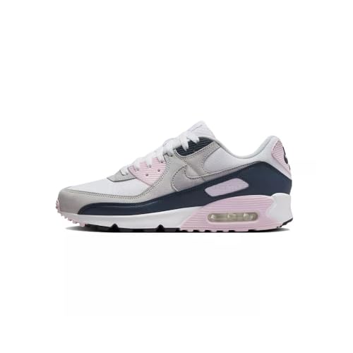 Nike Air Max 90 Herrenschuhe (DM0029-106, White/Pink Foam/Armory Navy/Wolf Grey), Weiß/Wolf Grau-Rosa Schaumstoff – Armory Navy, 44 EU
