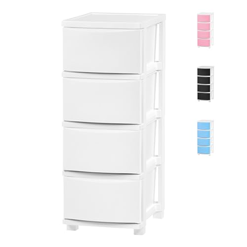 IRIS USA Plastic Drawer Storage Organizer, 4-Drawers, for Classroom Art Supplies Bathroom Dorm...