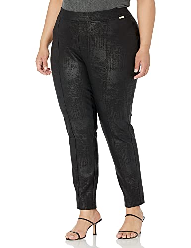 Calvin Klein Women s Plus Size Essential Power Stretch Ponte Legging, Black Shimmer, 2X