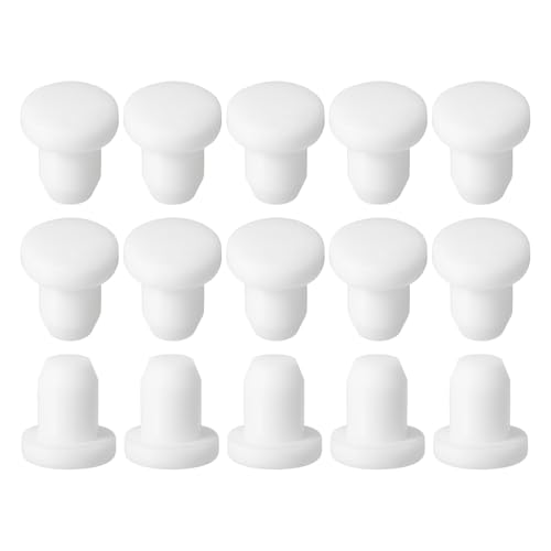Image of uxcell 15Pcs Silicone Hole Plug, Waterproof Solid T-Shaped Rubber Stoppers Bottle Seal Tube Pipe Plug End Cap for 5.5mm /0.22 inch Hole for Bathtub Bottle, 0.28 inch Plug Height, White