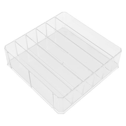ABOOFAN Caja de Almacenamiento para Dinero 6 Compartimentos Desmontables, Acrílico Transparente Grande, Organizador de Escritorio Multifuncional para Billetes y Monedas, Bandeja para