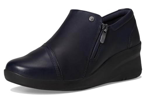Image of Clarks Womens Suttyn Zip | Leather, Cushioning, Zipper, Casual, Zipper