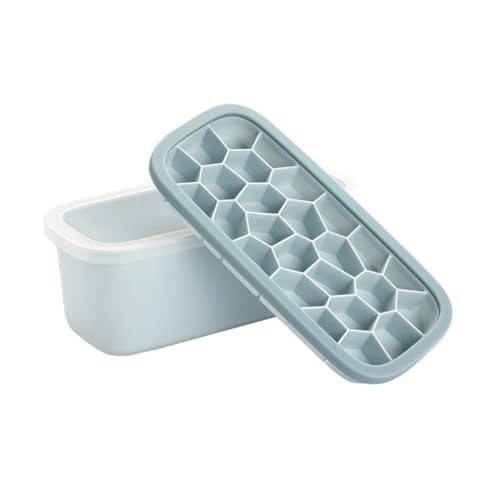 LOORGVEL シリコン製製氷皿ふた付き 北欧ブルー 柔軟で取り出しやすい氷型 用食品保存対応 家用アイスキューブメーカー