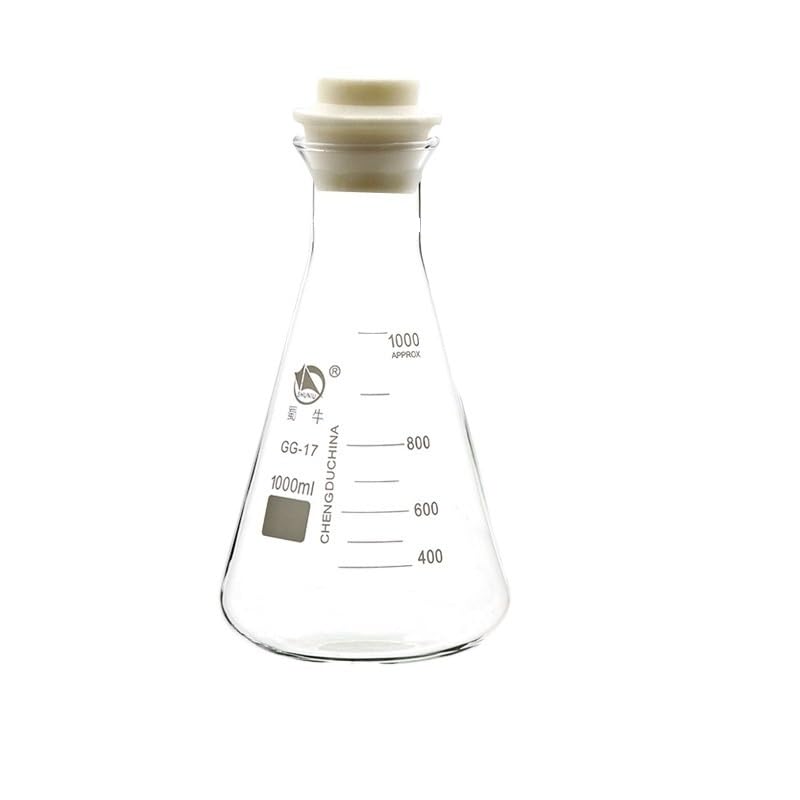 Juego de 2 Matraces Erlenmeyer de Vidrio con Tapones de Silicona Matraces Cónicos de Boca Ancha para Laboratorio 50–5000ml(Trumpet mouth 3000ml)