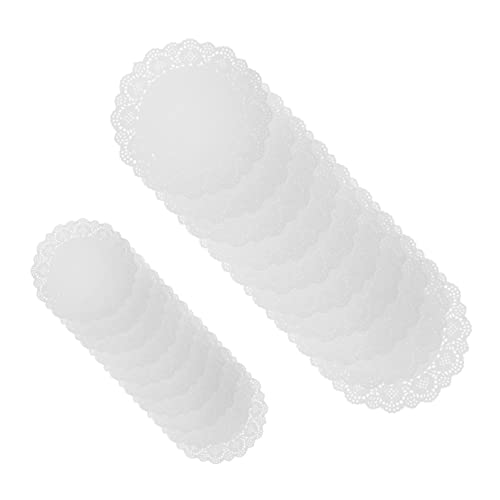 CIYODO 200 Sheets of Decorative Round Paper Doilies White Lace Paper Coasters Mats Oil Absorbent for Table