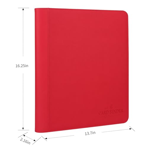 Tarjetero toploader rojo con fundas rígidas de 9 bolsillos para guardar 288 tarjetas 3