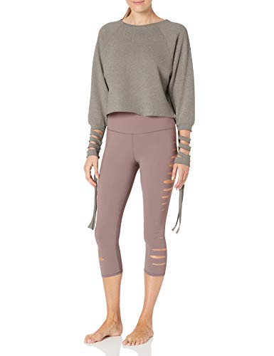 Alo Yoga Women's Tribe Long Sleeve Top, Gravel Heather, Small