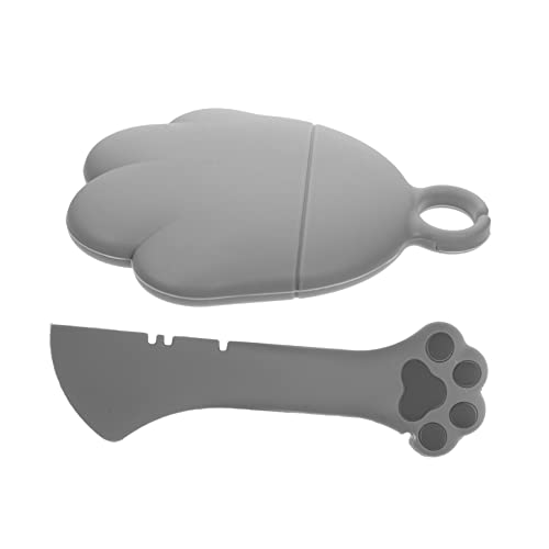 CIYODO Pet Food Can Lid Opener with Spoon Silicone Lid and Can Opener Set Easy to Open and Cover Leakproof Dishwasher Safe 2pcs