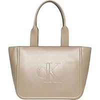 Calvin Klein Bold CK Medium Tote Lv04F3218G, Bolsa de Mano para Mujer, Brown (Desert Taupe), One Size