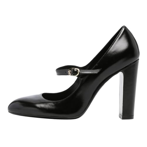 FOWT Women Round Toe Retro Pumps Chunky High Heel Mary Janes Vintage Party Office Evening Shoes Size 4-16 US4