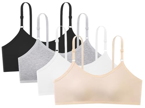 Girls' Training Bras Crop Cami Bra Adjustable Straps Fixed Pads