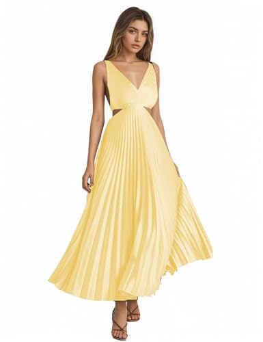 V Neck Pleated Satin Bridesmaid Dresses for Wedding Corset A Line Long Formal Dress JQGB001