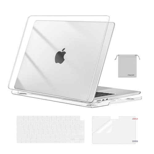 Image of MOSISO Compatible with MacBook Air 15 inch Case M4 M3 M2 2025 2024 2023 Release A3241 A3114 A2941 with Touch ID, Plastic Hard Shell Case&Keyboard Cover&Screen Protector&Storage Bag, Crystal Clear