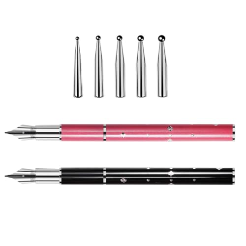 VALICLUD 2 piezas Kit Bolígrafos de Manicura Profesional para Dibujo Uñas con Cabezales Intercambiables Herramienta Fina para Arte de Uñas Portátil para Mujeres y Niñas Rosa y Negro