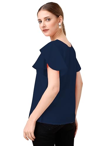 Image of Mehrang Women's Solid Ribbed Crop Tank Top Ribbed Tops for Women V-Neck 3 /4th Balloon Sleeves