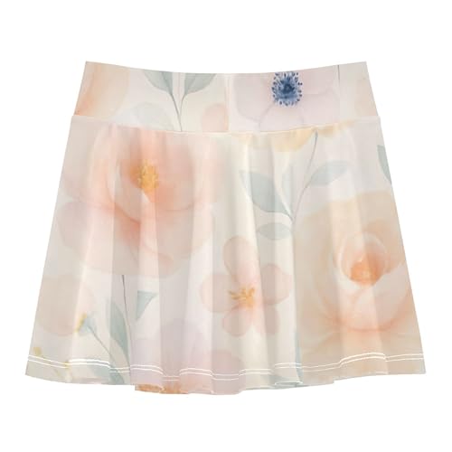 Watercolor Flowers Pastel Colors Athletic Shorts Girls Skorts Toddler Tennis Skirts Purple Girl Skort 3t2