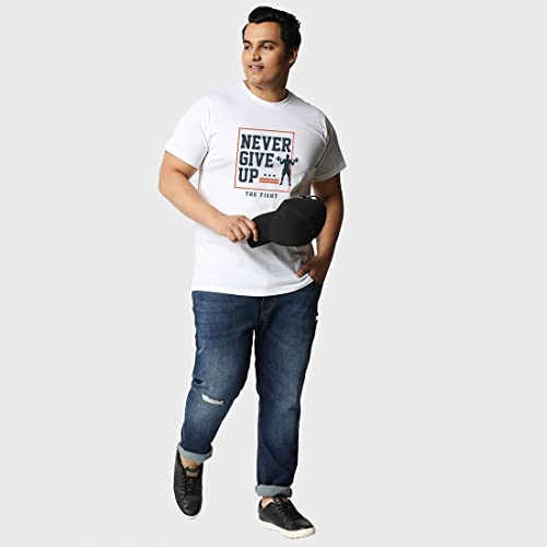 Image of Bewakoof Men's Typography Regular Fit Half Sleeve Round Neck Cotton Plus Size T-Shirt