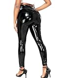 KLASSE TRAGEGEFÜHL - Aus Polyester und Elastan. Das Material ist hoch elastisch, weich, blickdicht, strapazierfähig und liegt an wie eine zweite Haut. Lederleggins von Innen ist eine weiche Stoffschicht zu fühlen. Durch leichtes Futter und die 4-Wege-Stretch Fähigkeit garantiert die Lederhose super Tragekomfort. IDEAL FÜR DAS GANZEN JAHREN.