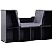 Bibliothèque Banc 2 en 1 Design Contemporain 6 casiers 3 Coussins fournis 102L x 30l x 61H cm Noir Gris