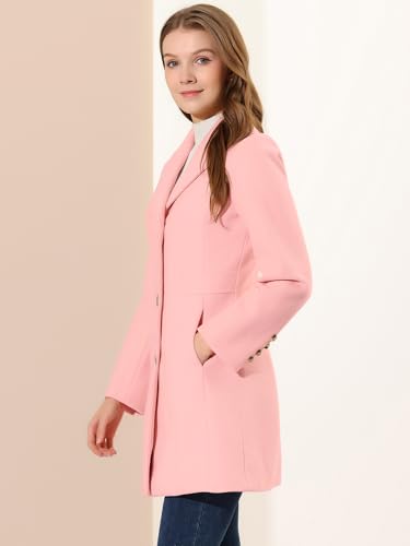 Image of Allegra K Womens Winter Elegant Pea Coat 2026 Single Breasted Long Overcoat | Notch Lapel Collar, Warm, Work Office Trench Coats,Outwear Outfit