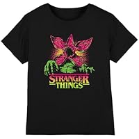 Stranger Things Neon Demogorgon Kids T Shirt, Black, 12-13