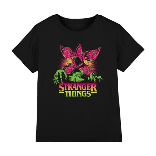 Stranger Things Neon Demogorgon Kids T Shirt Black 9-11
