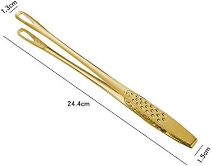 Miniatura 3 de Gold - Pinzas para servir alimentos, cocina, barbacoa, parrilla, freír, acero inoxidable, 2 unidades