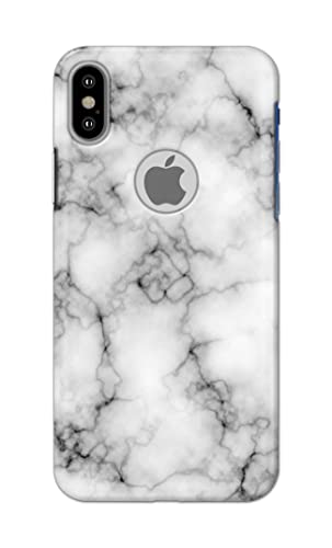 Image of Light White Marble Texture Natural Pattern Hard Back Case Cover for Apple iPhone X Logo /iPhone 10 / iPhone Ten /iPhone Xs Logo Back Cover -(J5) VNS2230