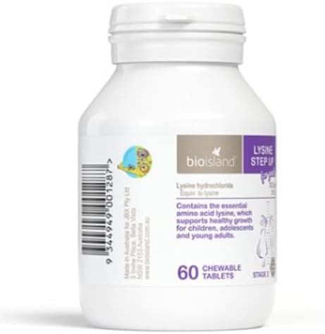 Bio Island Lysine Step Up for Youth 60 Chewable Tablets (Australia Import)