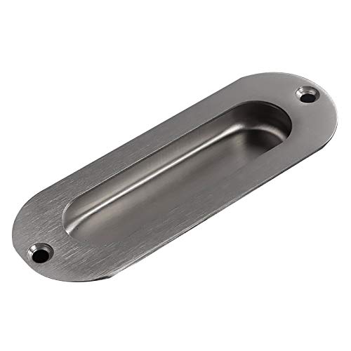 MiJunHD Recessed Flush Door Handles Stainless Steel Cabinet & Furniture Door Pulls 102 * 51mm Silver Rectangle Handles/Pulls for Interior & Closet Doors (2*Silver 120 * 40mm Round)