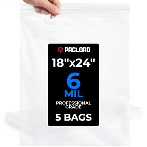 18" x 24" Extra Large Reclosable Plastic Zip Bags, 5 Count